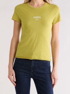 All Saints Olive Green Logo T-Shirt with White Print